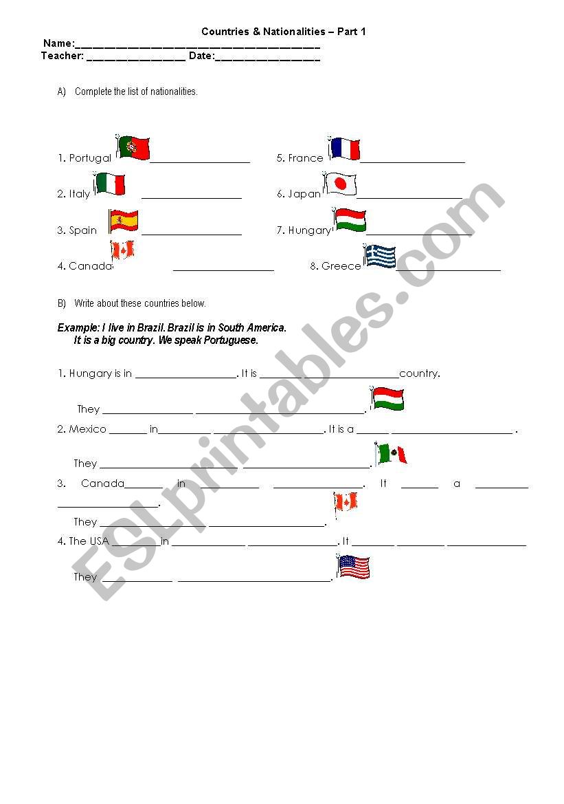 Countries and nationalities- Part 1