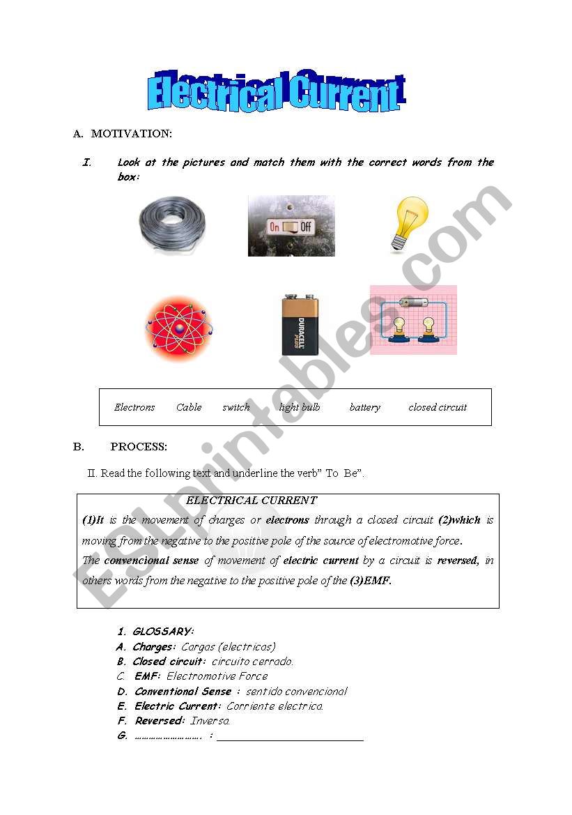 electrical current worksheet