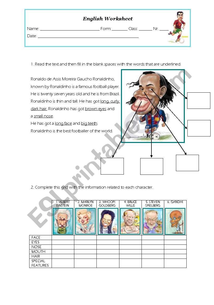 Physical description worksheet