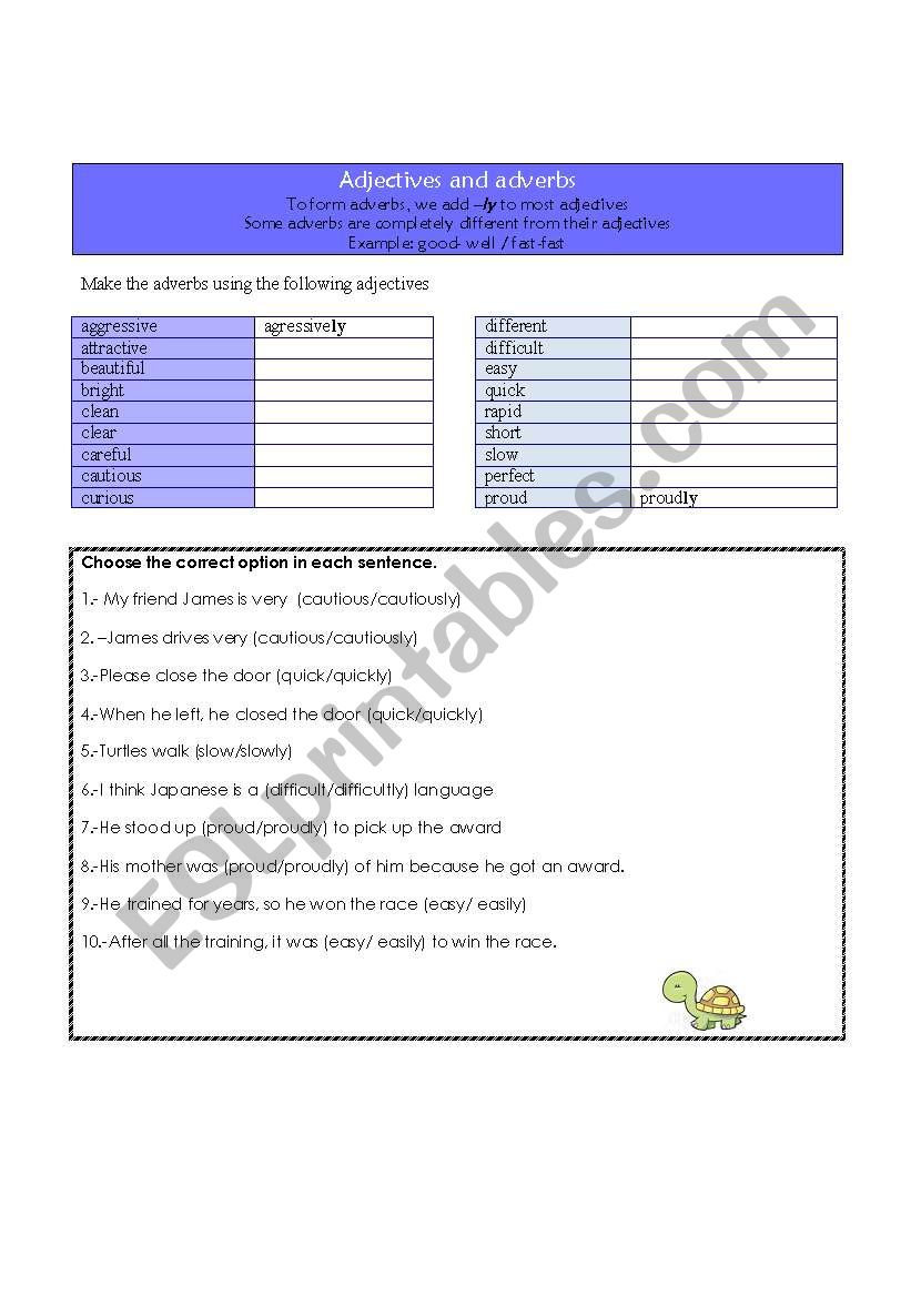 adjectives and adverbs worksheet