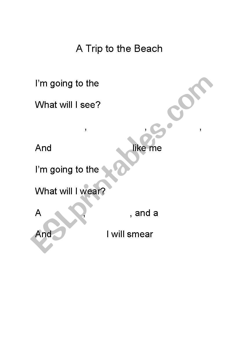 A Trip to the Beach worksheet
