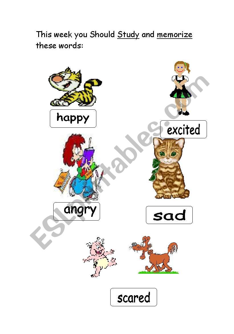 Feelings Vocabulary worksheet