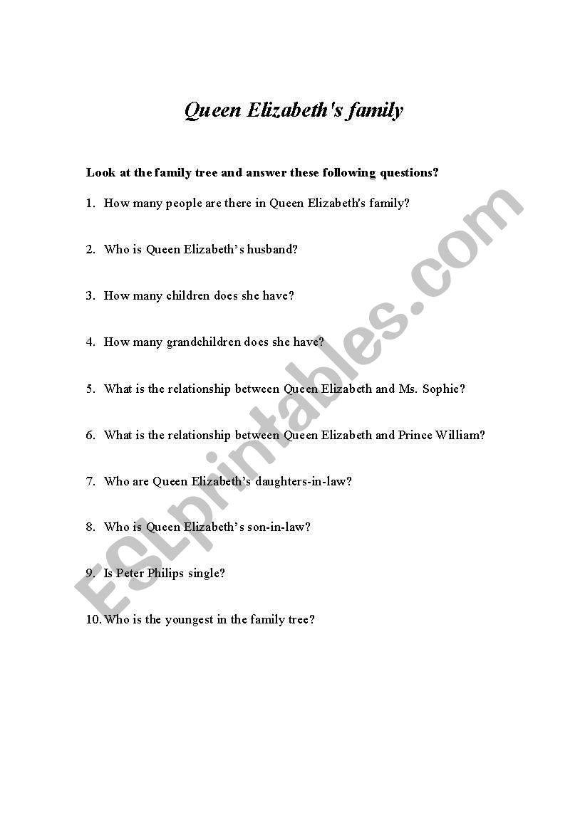 Family worksheet