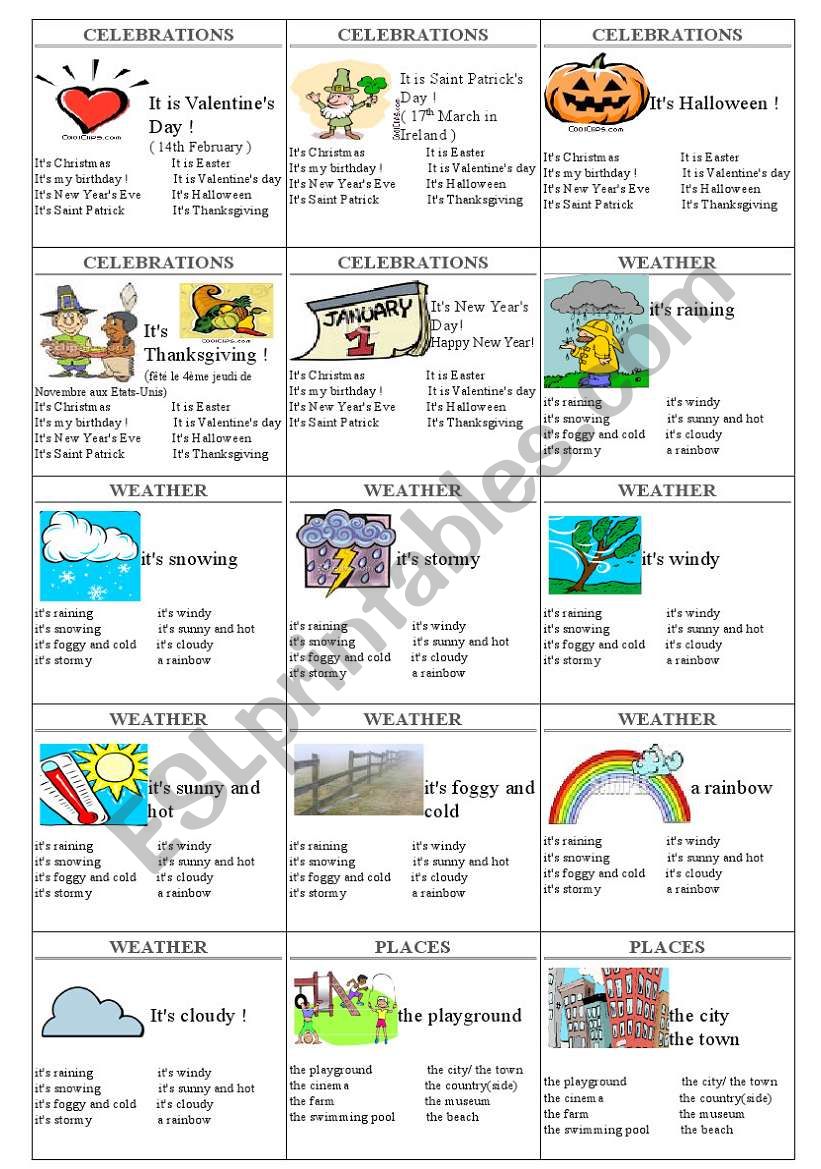 family cards page 6 - celebrations, weather, places