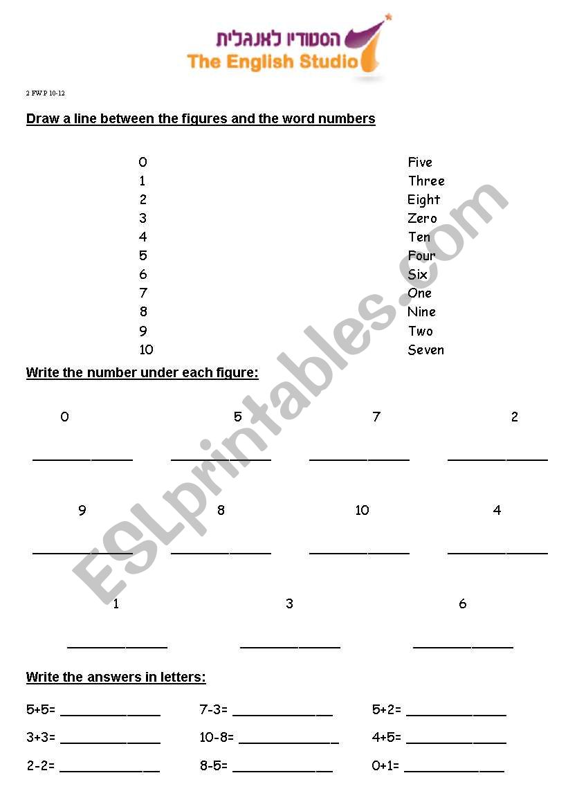 numbers: 0-10 worksheet