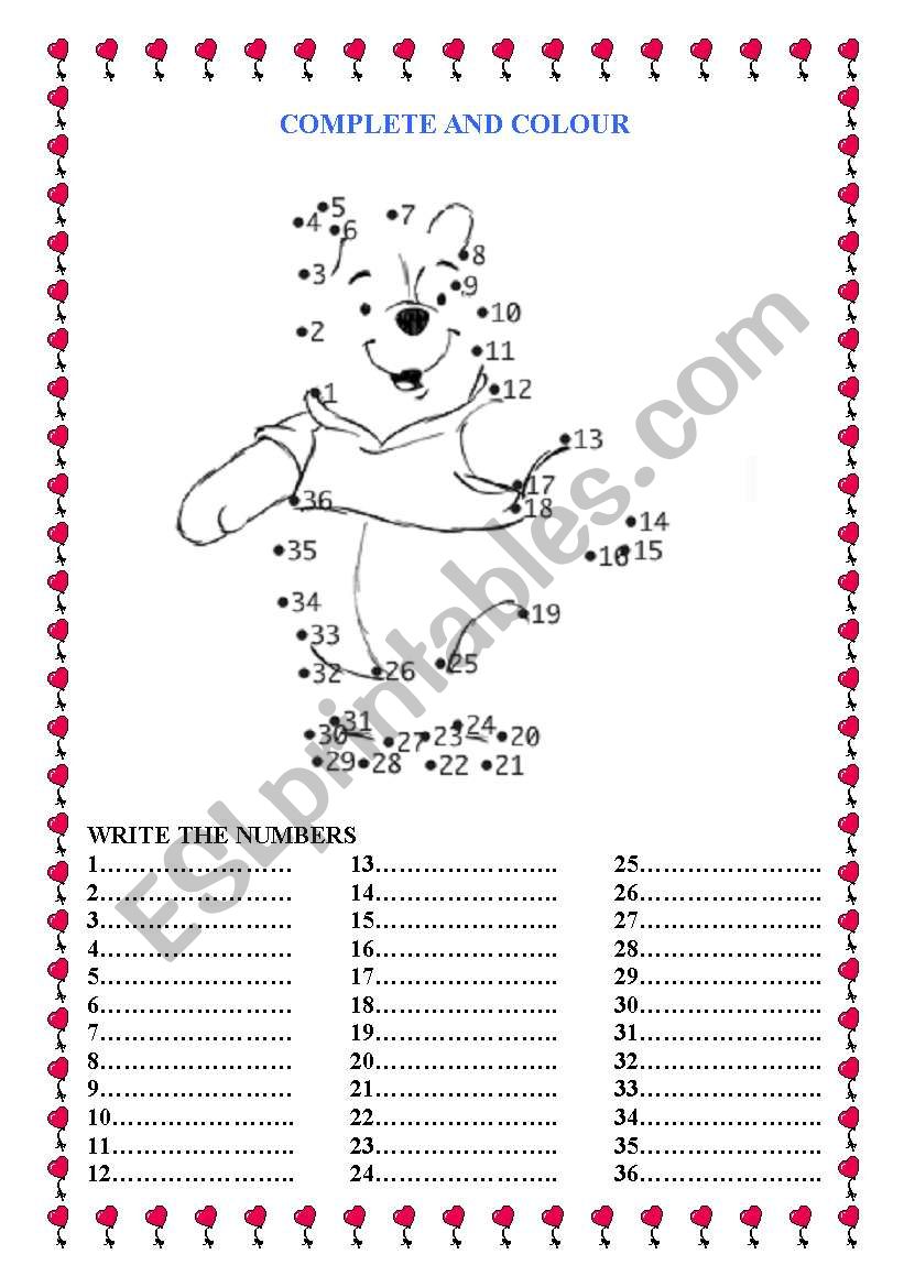 COMPLETE AND COLOR worksheet
