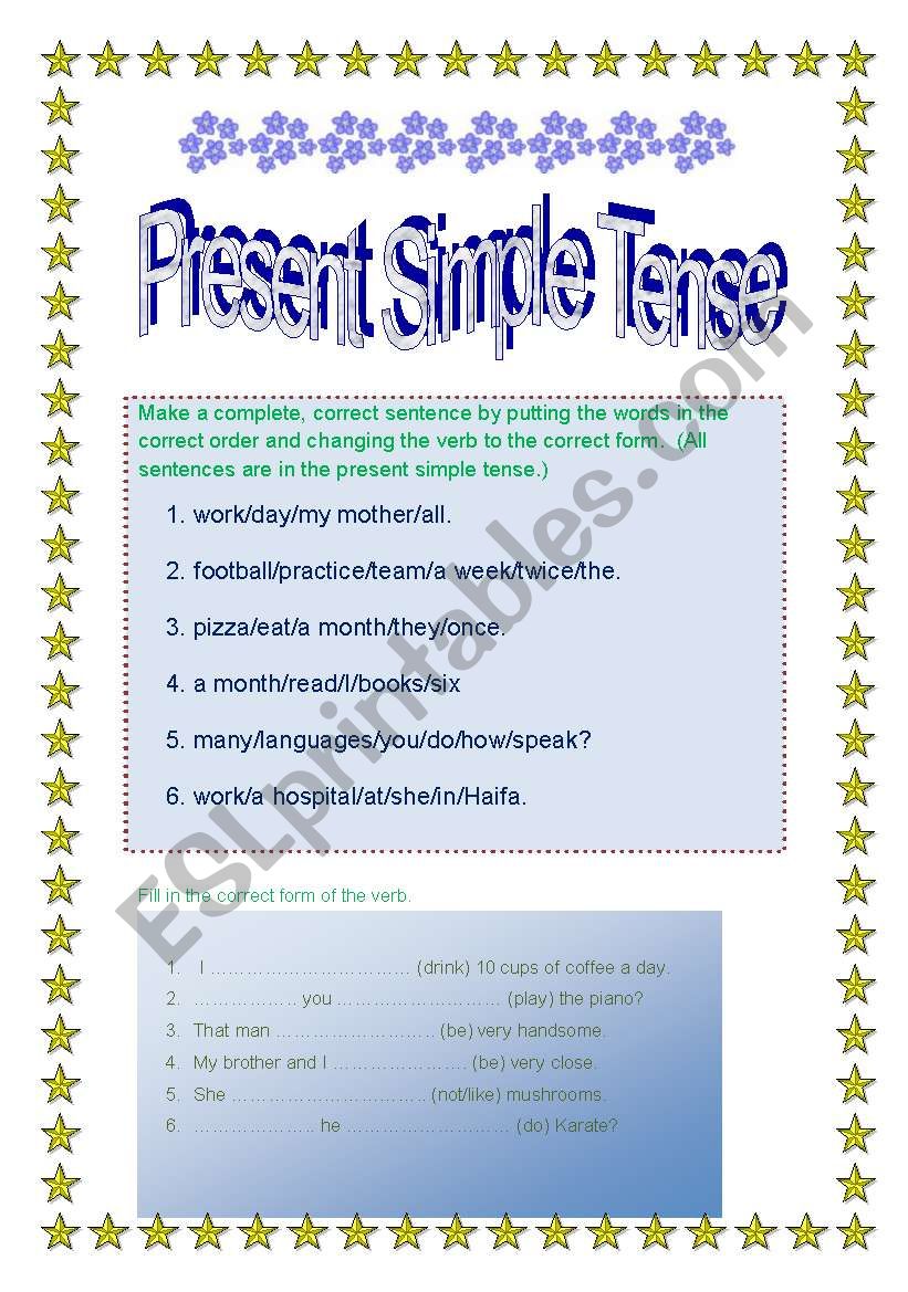 Present Simple Tense Review worksheet