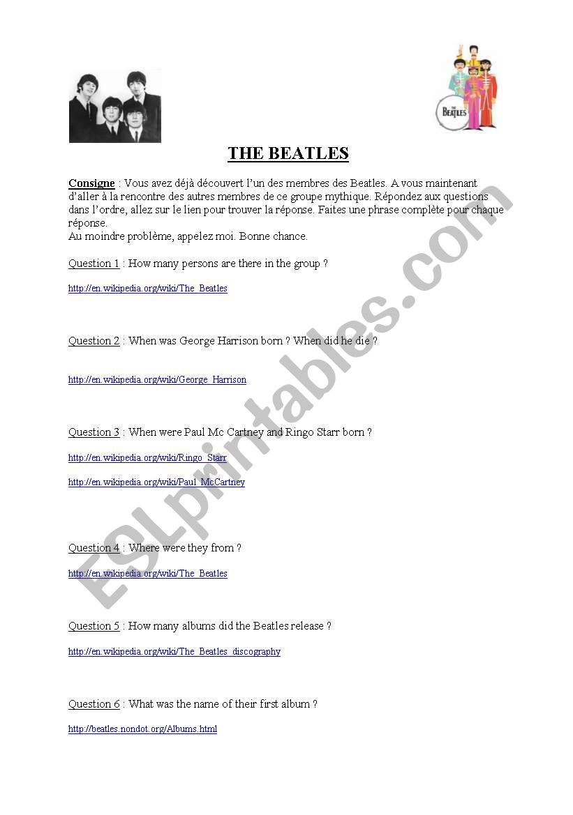 webquest beatles worksheet