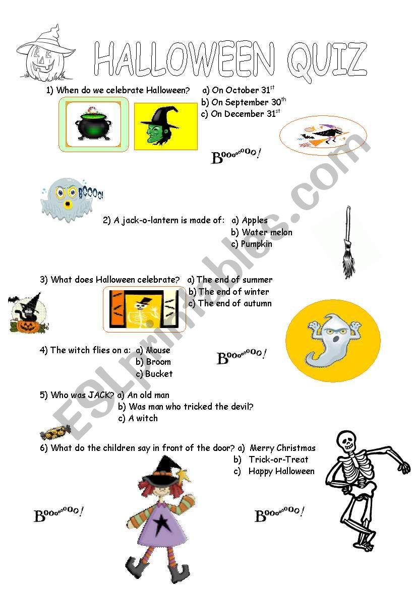 HALLOWEEN QUIZ worksheet