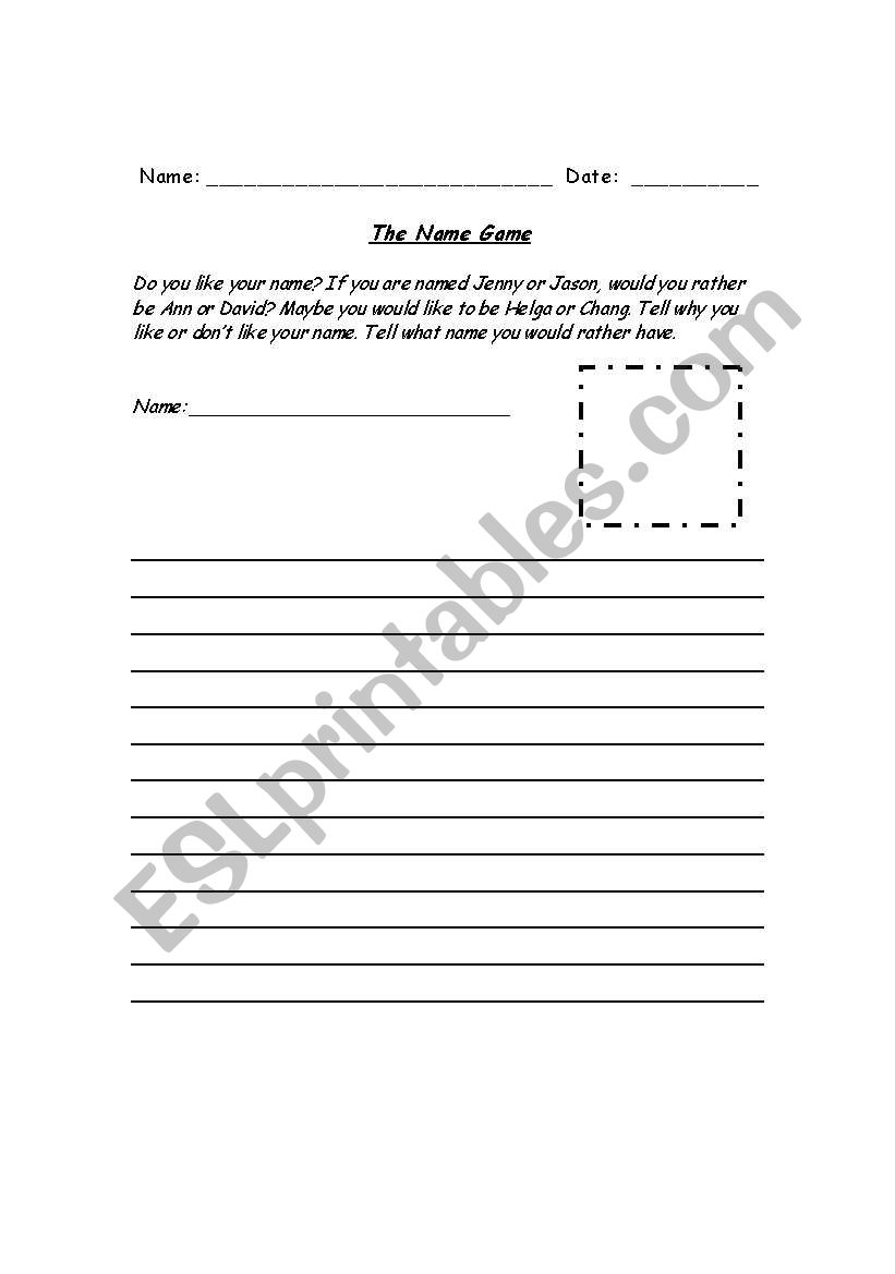 The Name Game worksheet