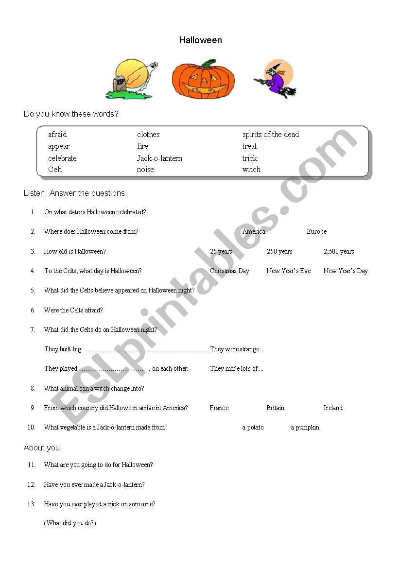 halloween worksheet worksheet