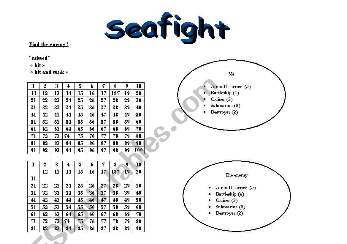 seafignt worksheet