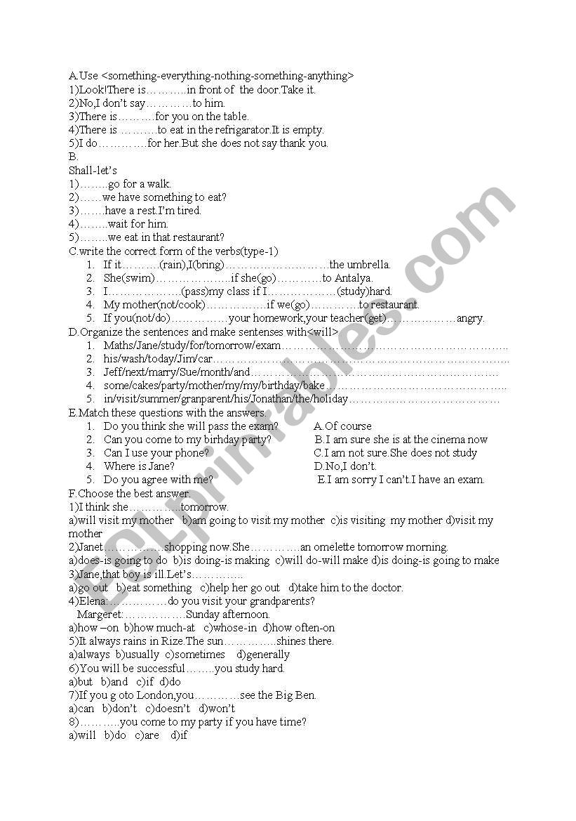 MIXED EXERCISES worksheet