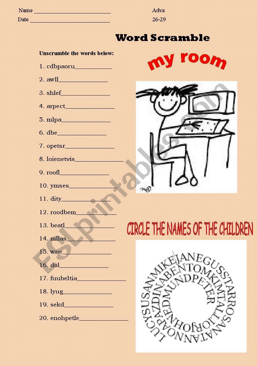 ROOM VOCABULARY worksheet