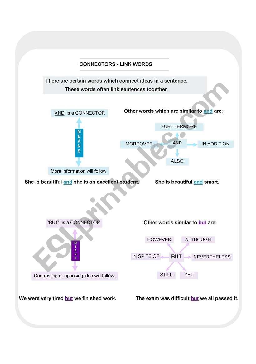 Connectors - link words worksheet