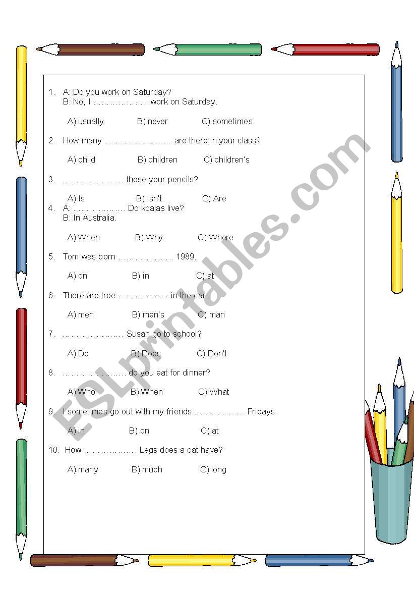 mixed grammar exercises 3 worksheet