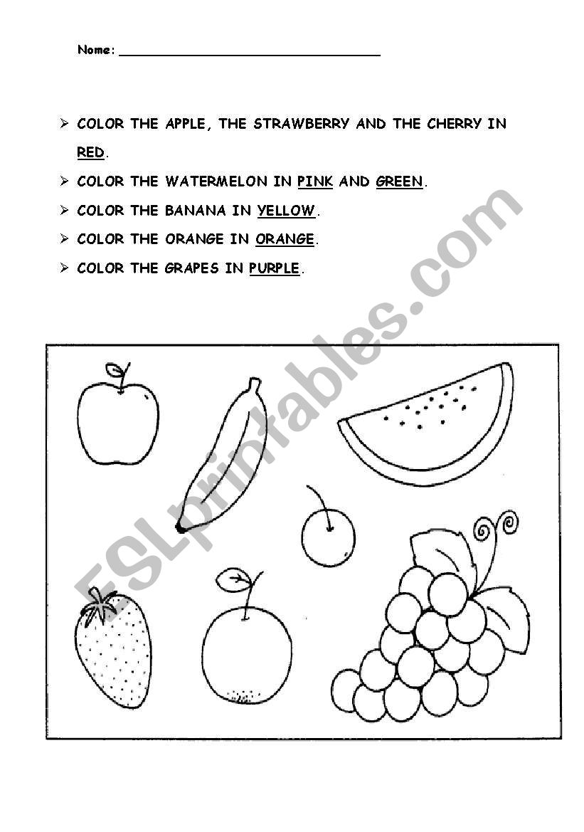 Fruits and Colors worksheet