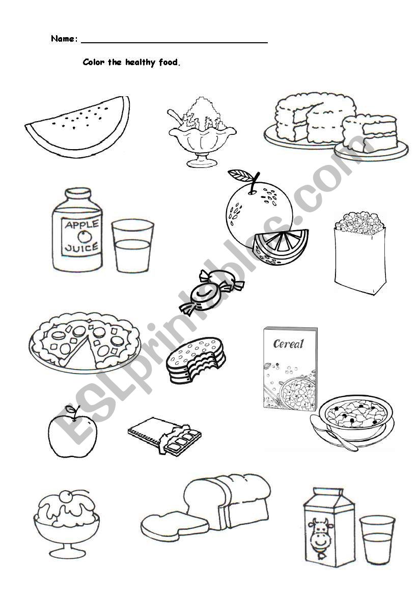 Food - Whats healthy? worksheet