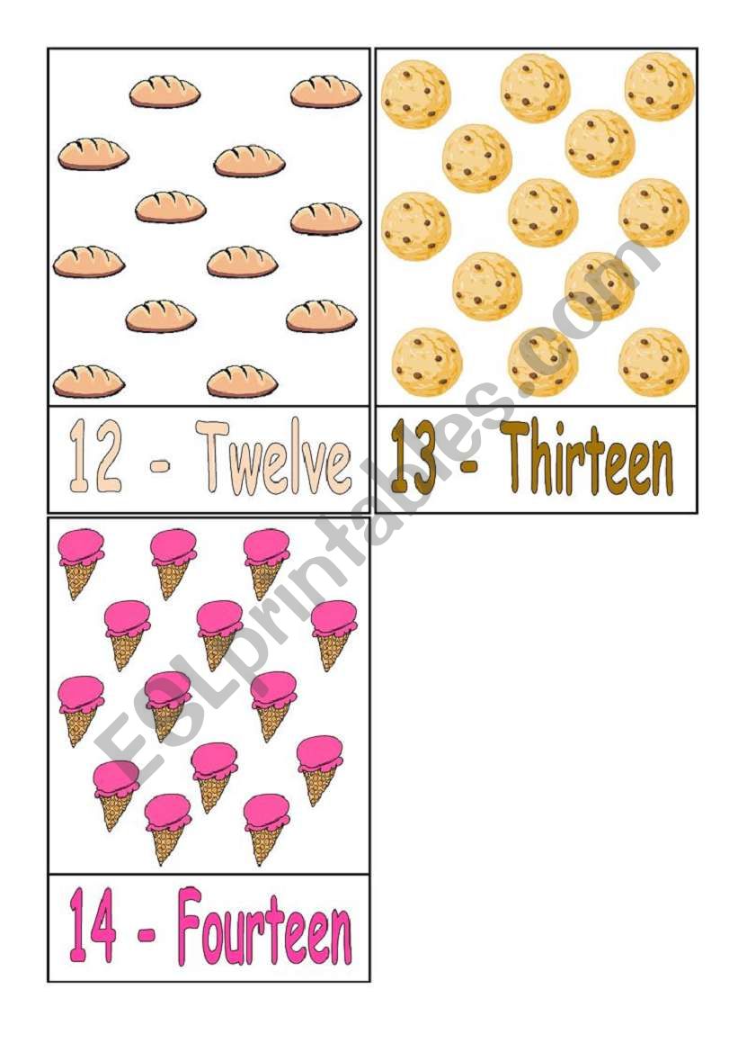 Flashcards Numbers 4 worksheet