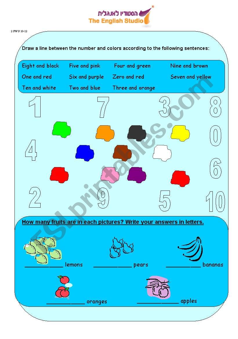 numbers and colors worksheet