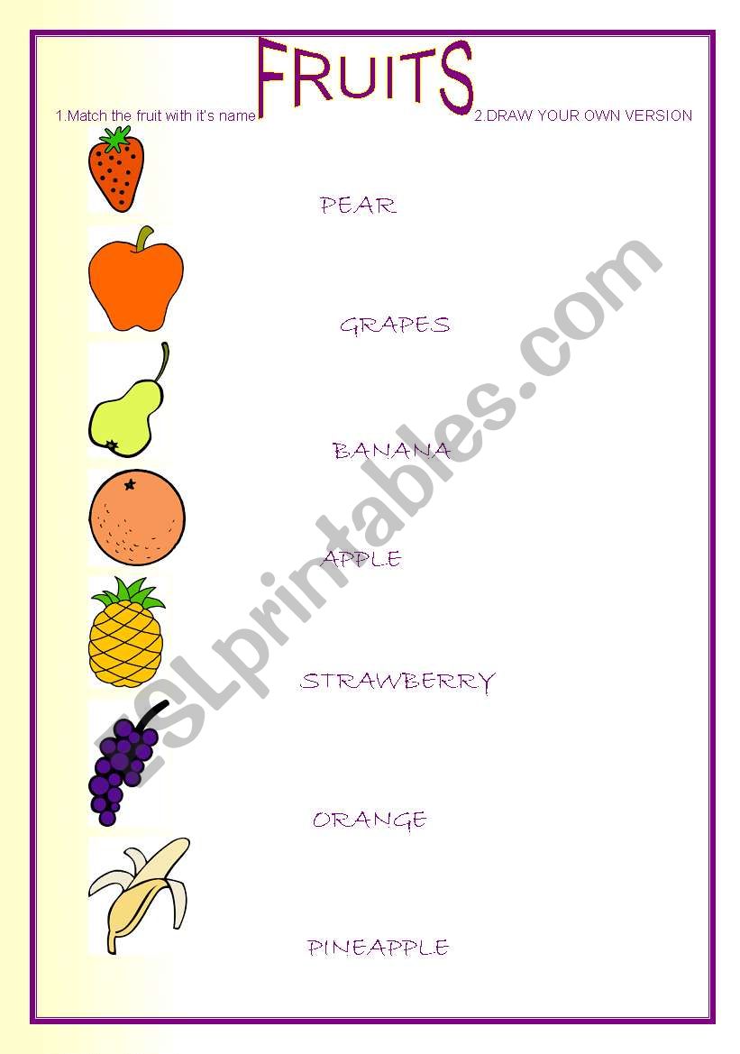 FRUITS worksheet