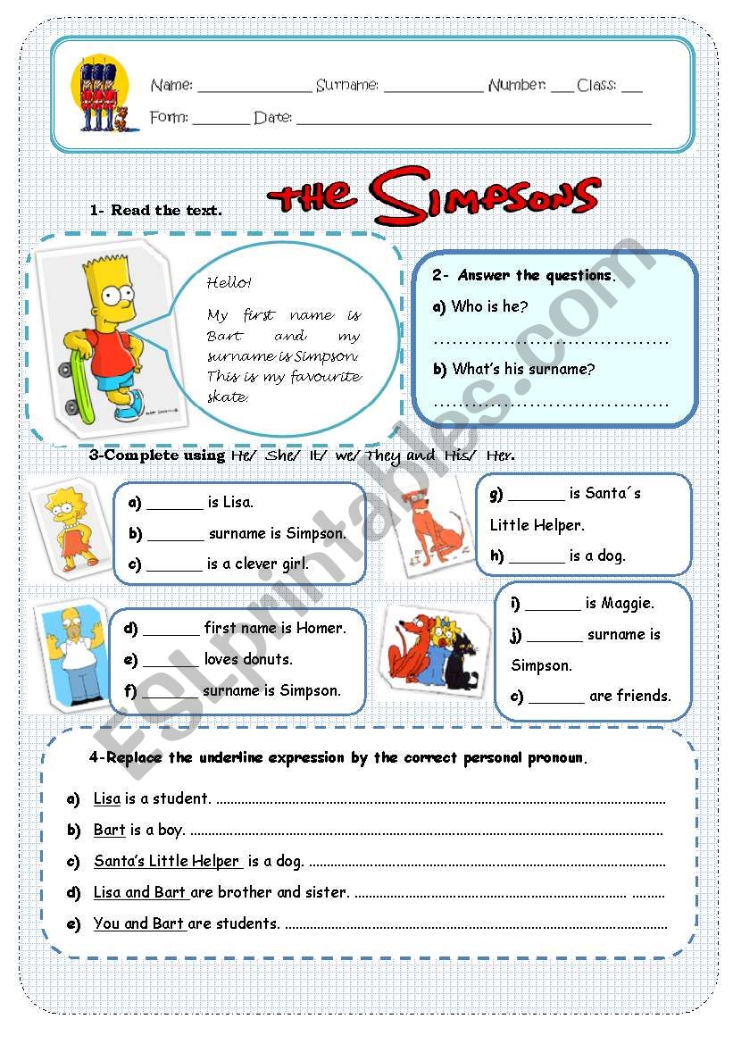 the simpsons worksheet