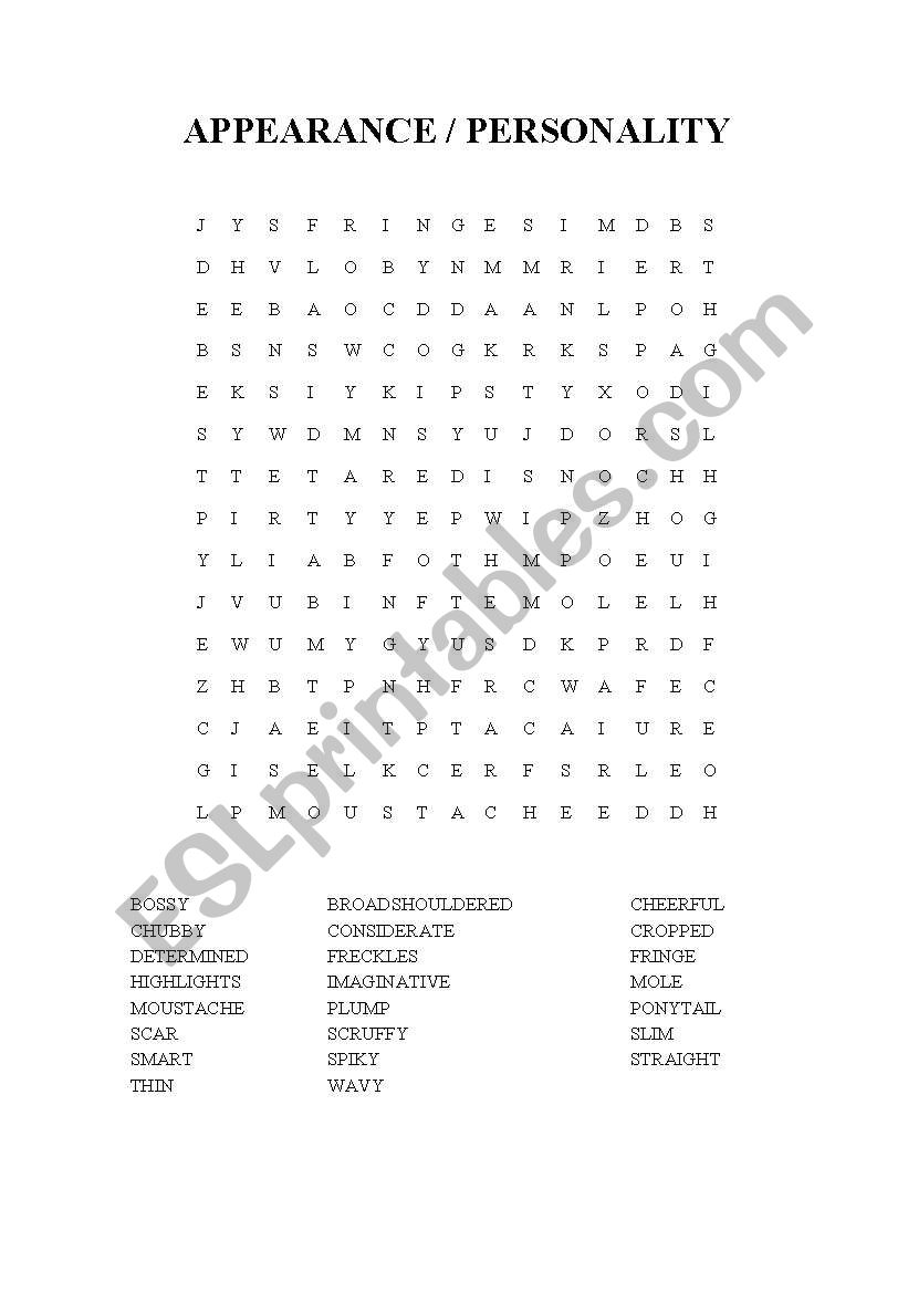 Crossword appearance and personality