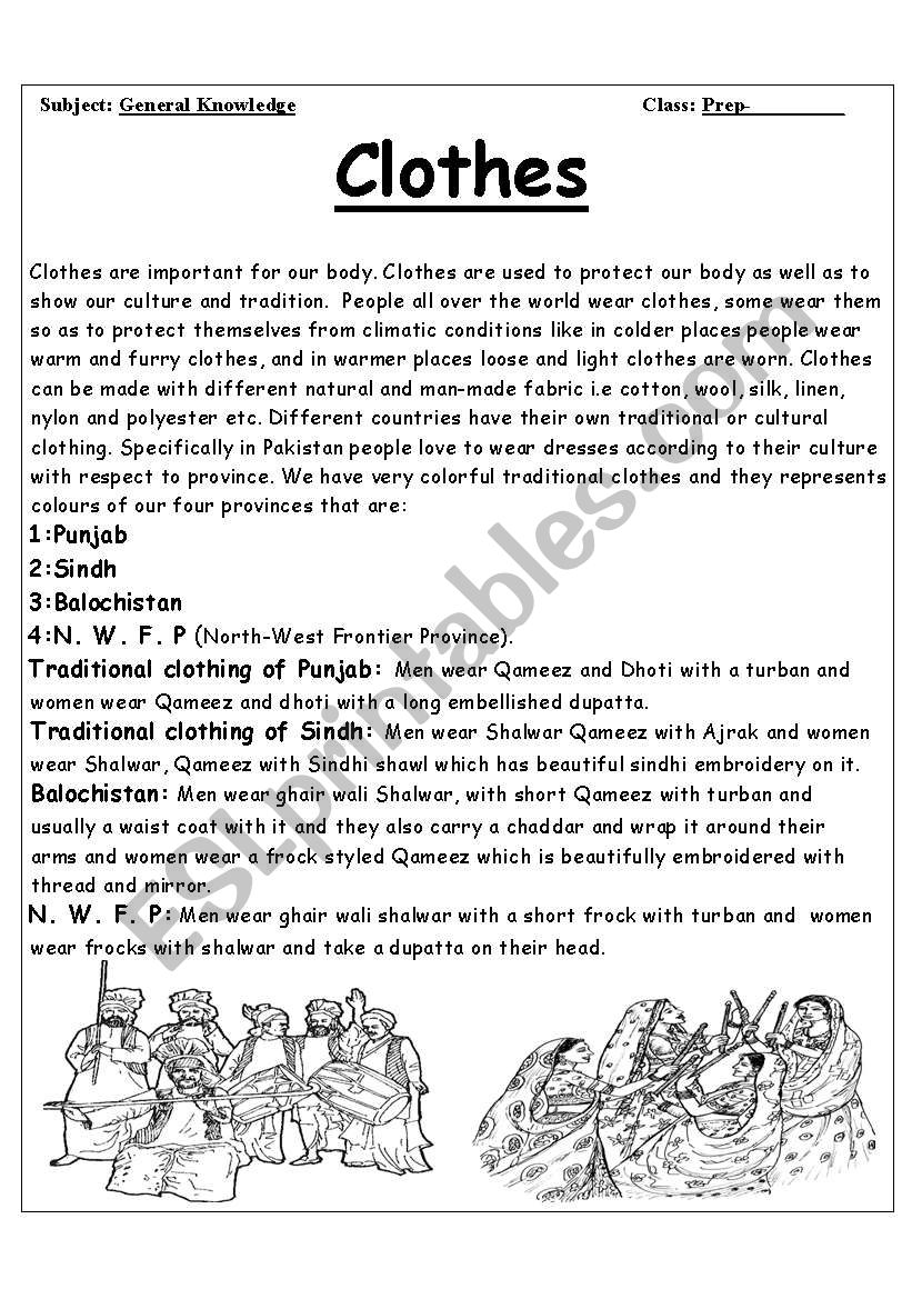 clothes worksheet
