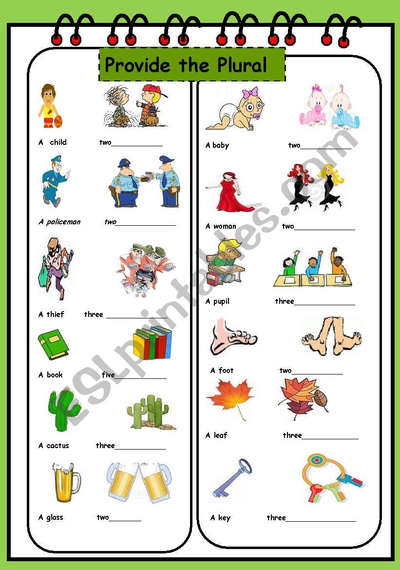 CHANGE INTO THE PLURAL (2/3) worksheet
