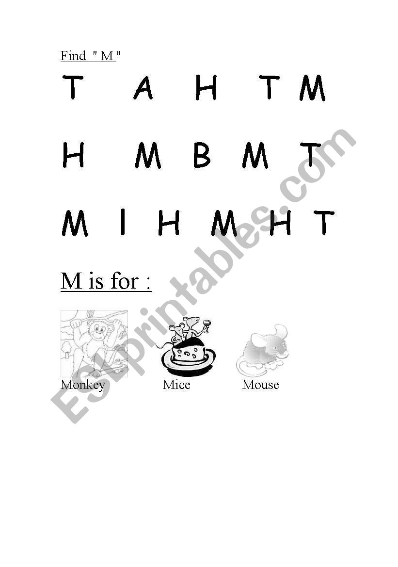 Find the letter M worksheet