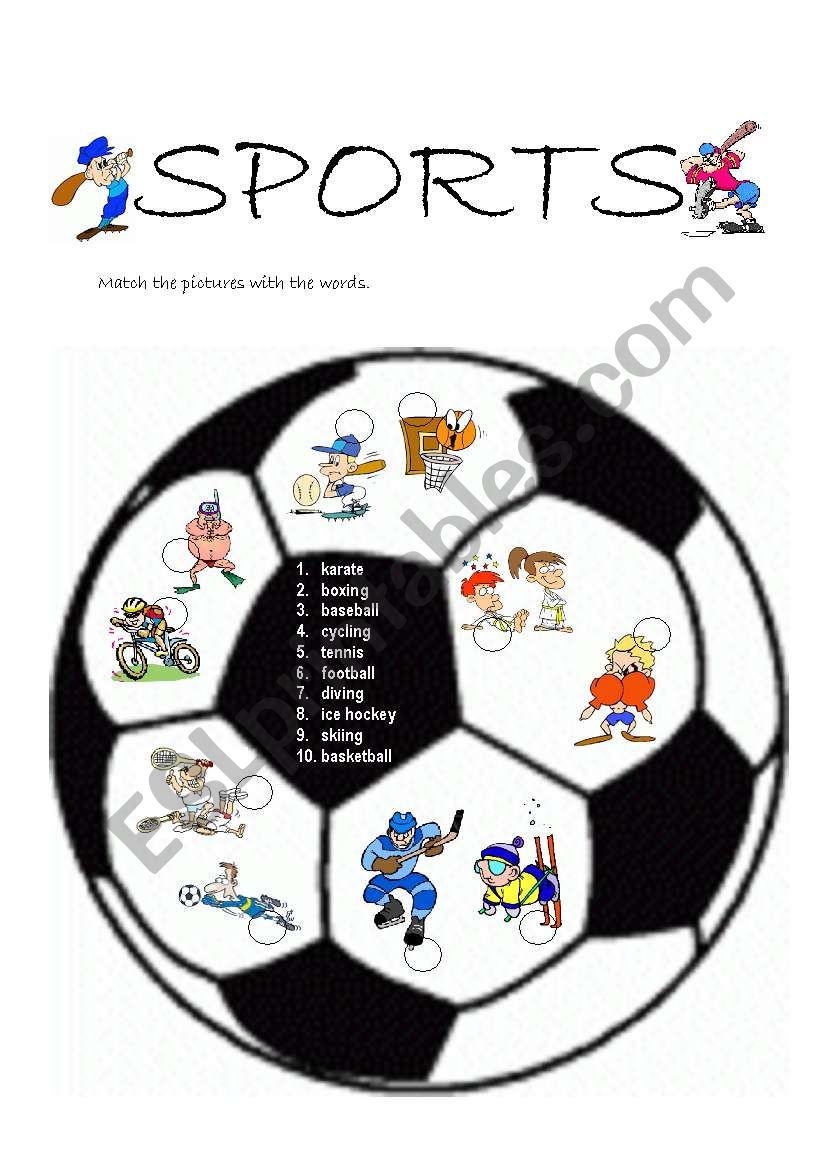 Sports matching exercise worksheet
