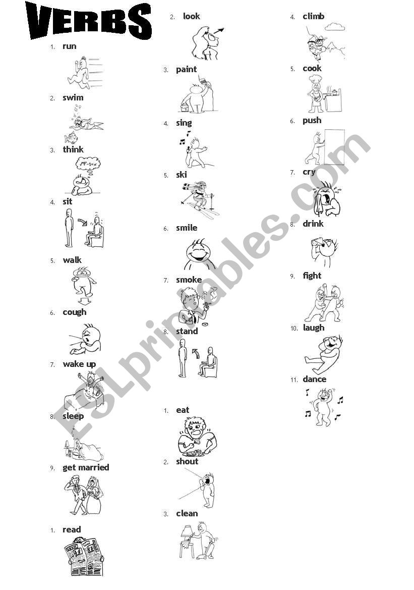 verbs with pictures worksheet