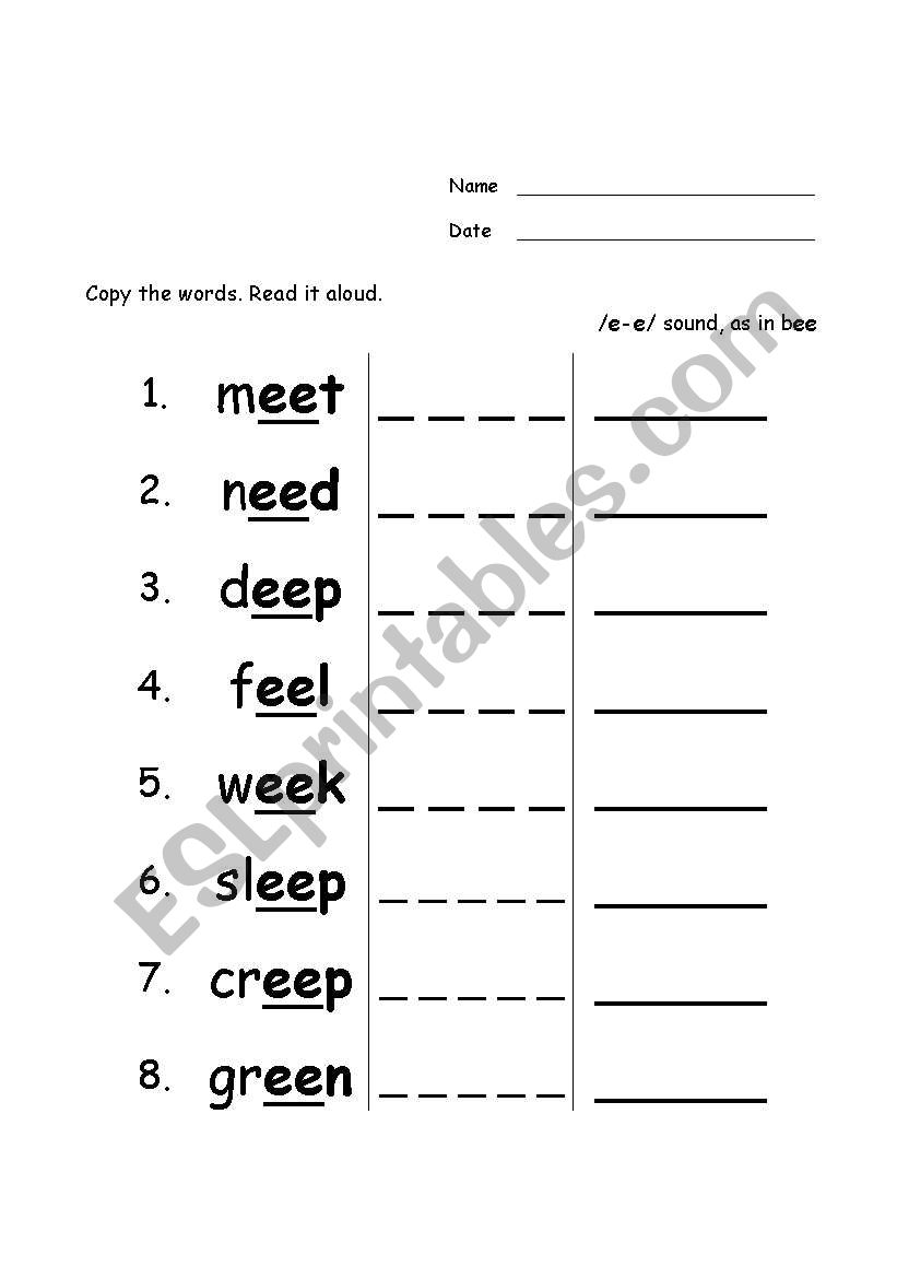 Sound /ee/ worksheet