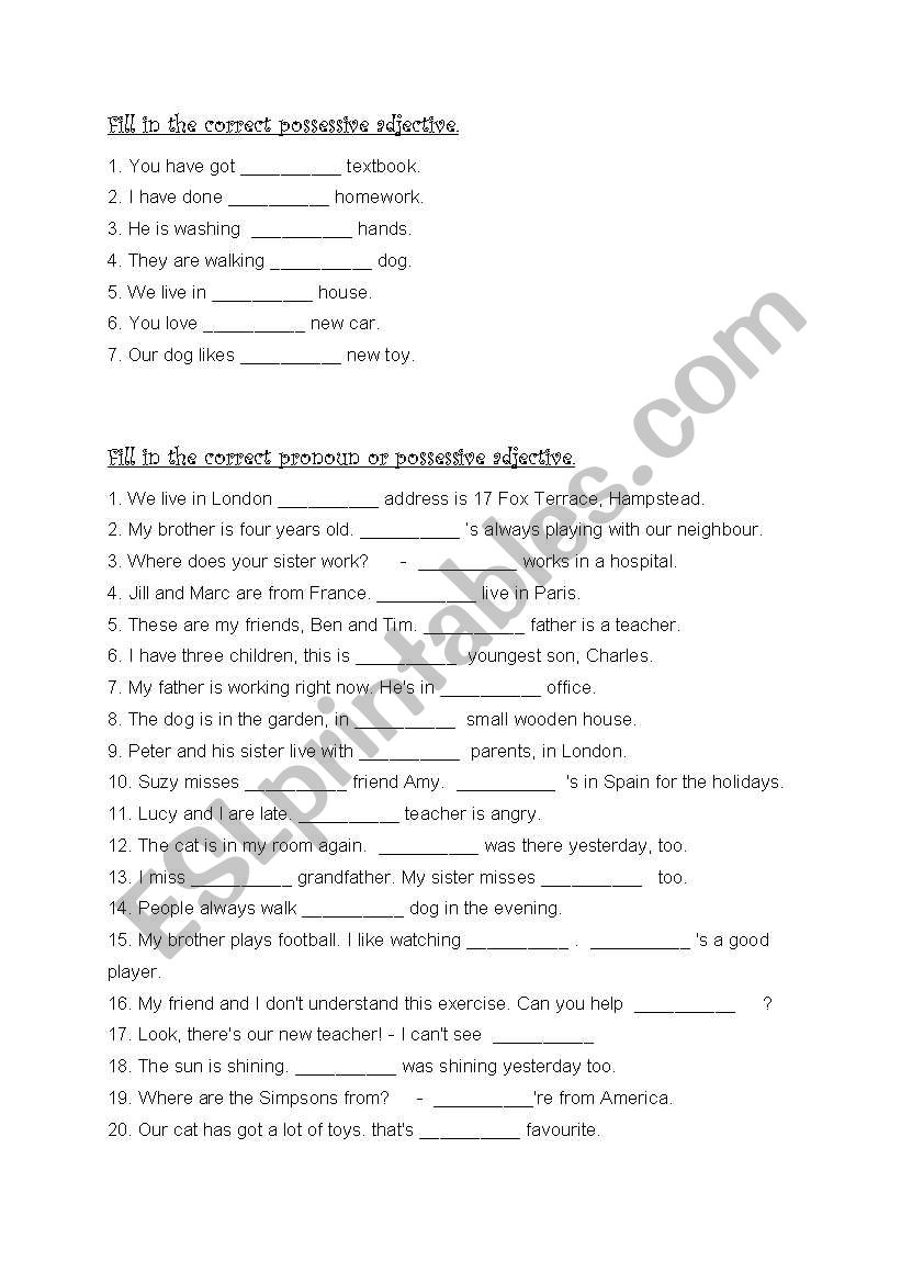 pronouns worksheet