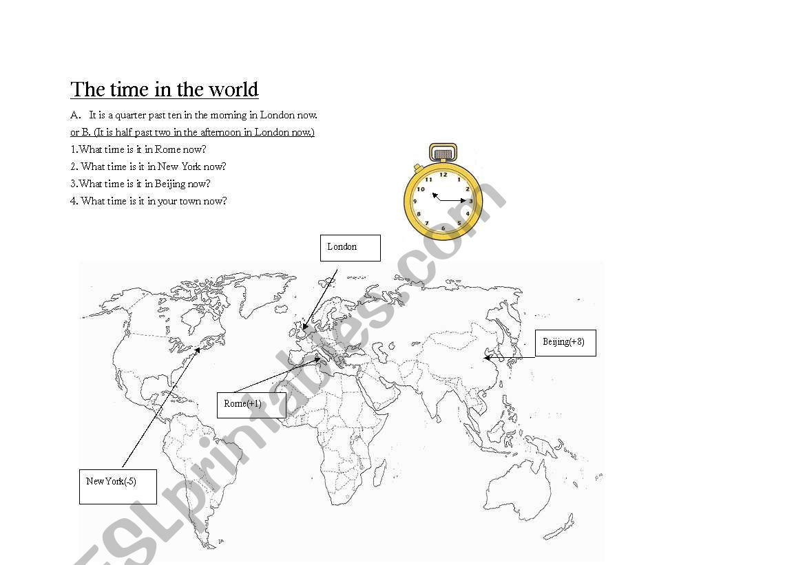THE TIME IN THE WORLD worksheet