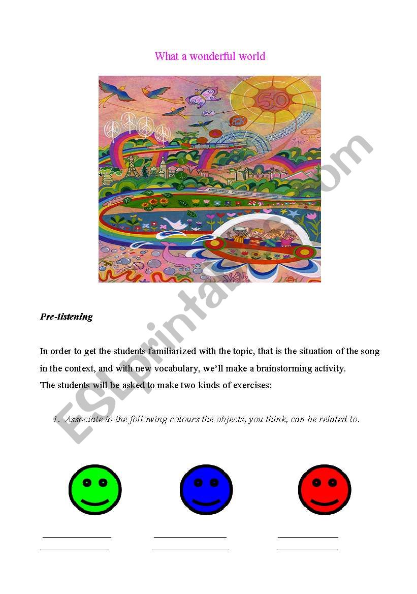 What a wonderful world worksheet