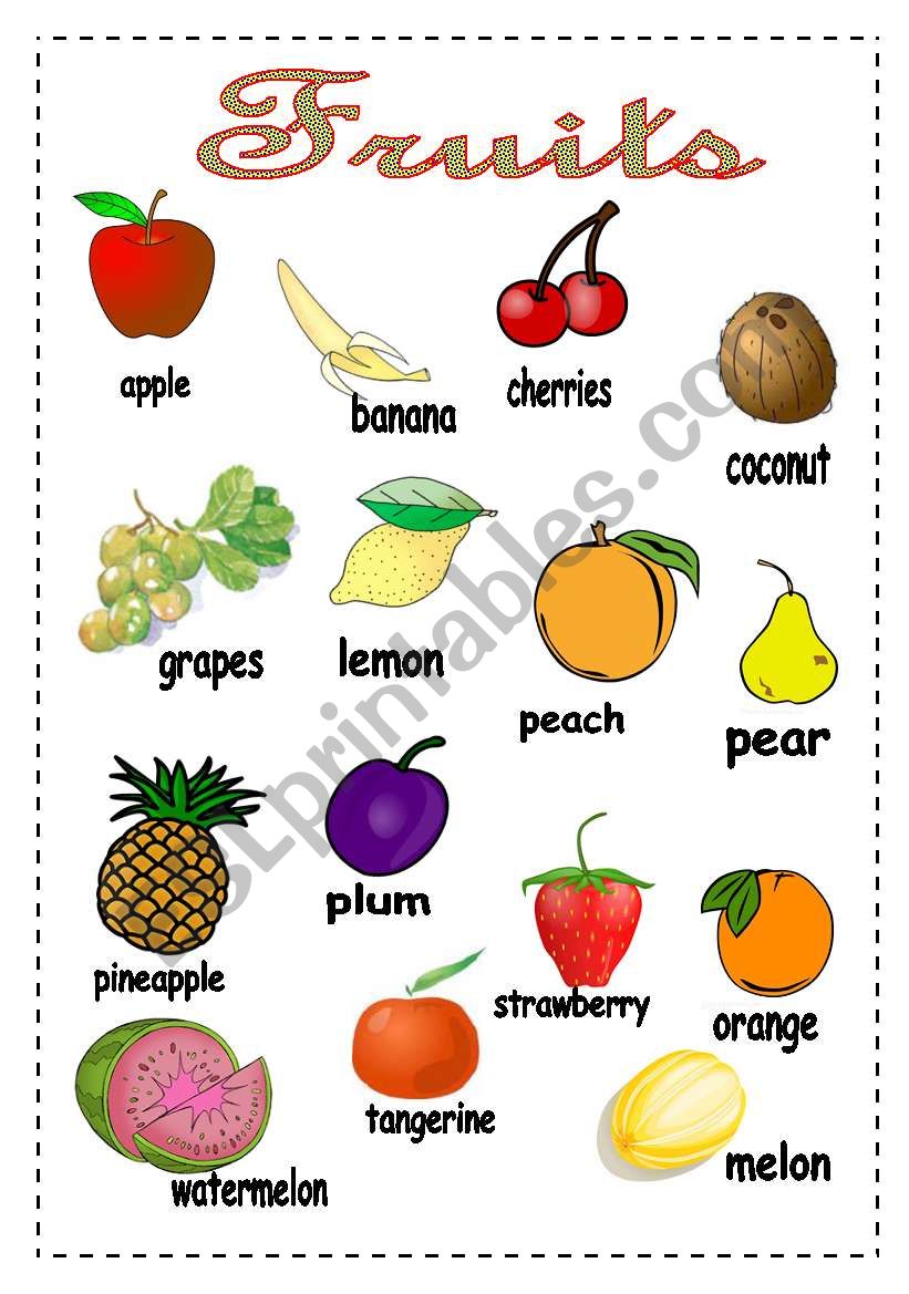 Fruits (2 pages) worksheet