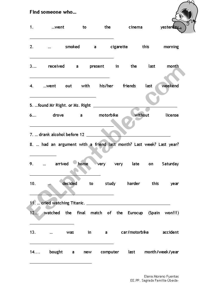 Find someone who GAME worksheet