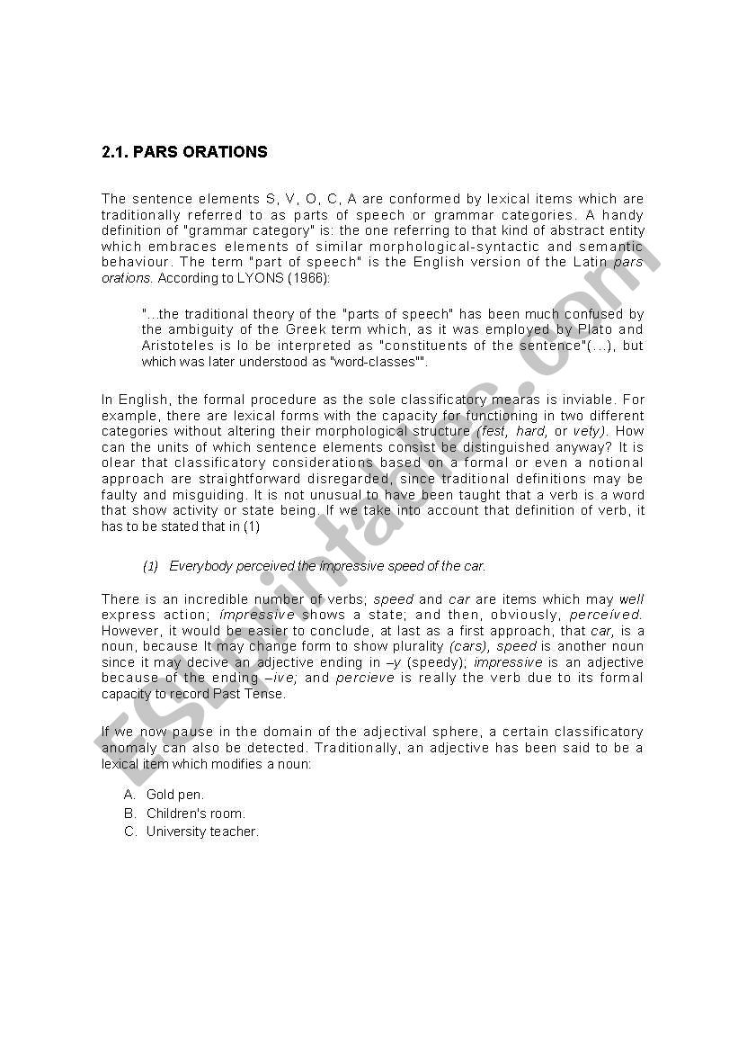 part of tense worksheet