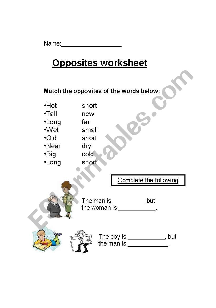 opposites worksheet worksheet