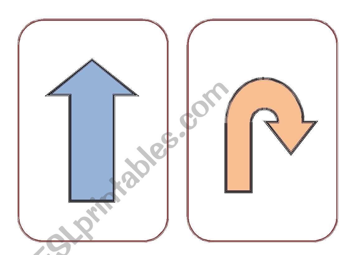 Directions flashcards worksheet