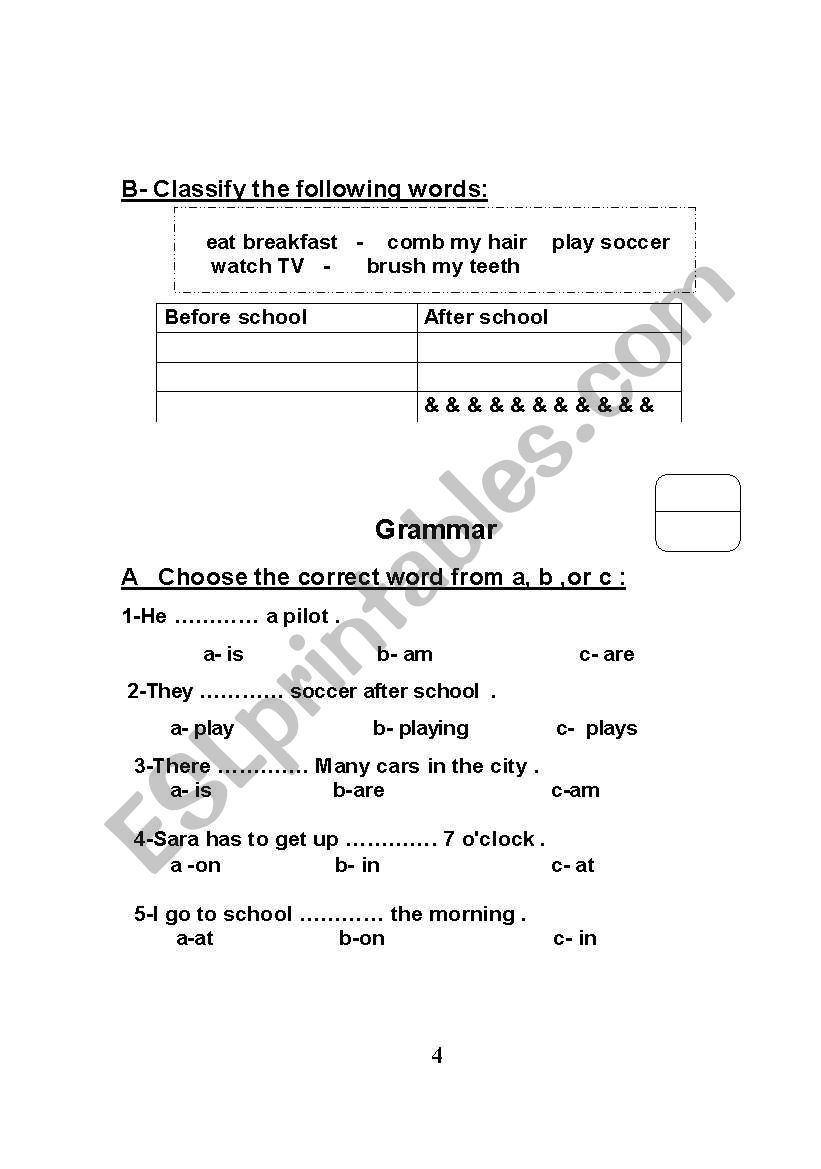 grammar worksheet