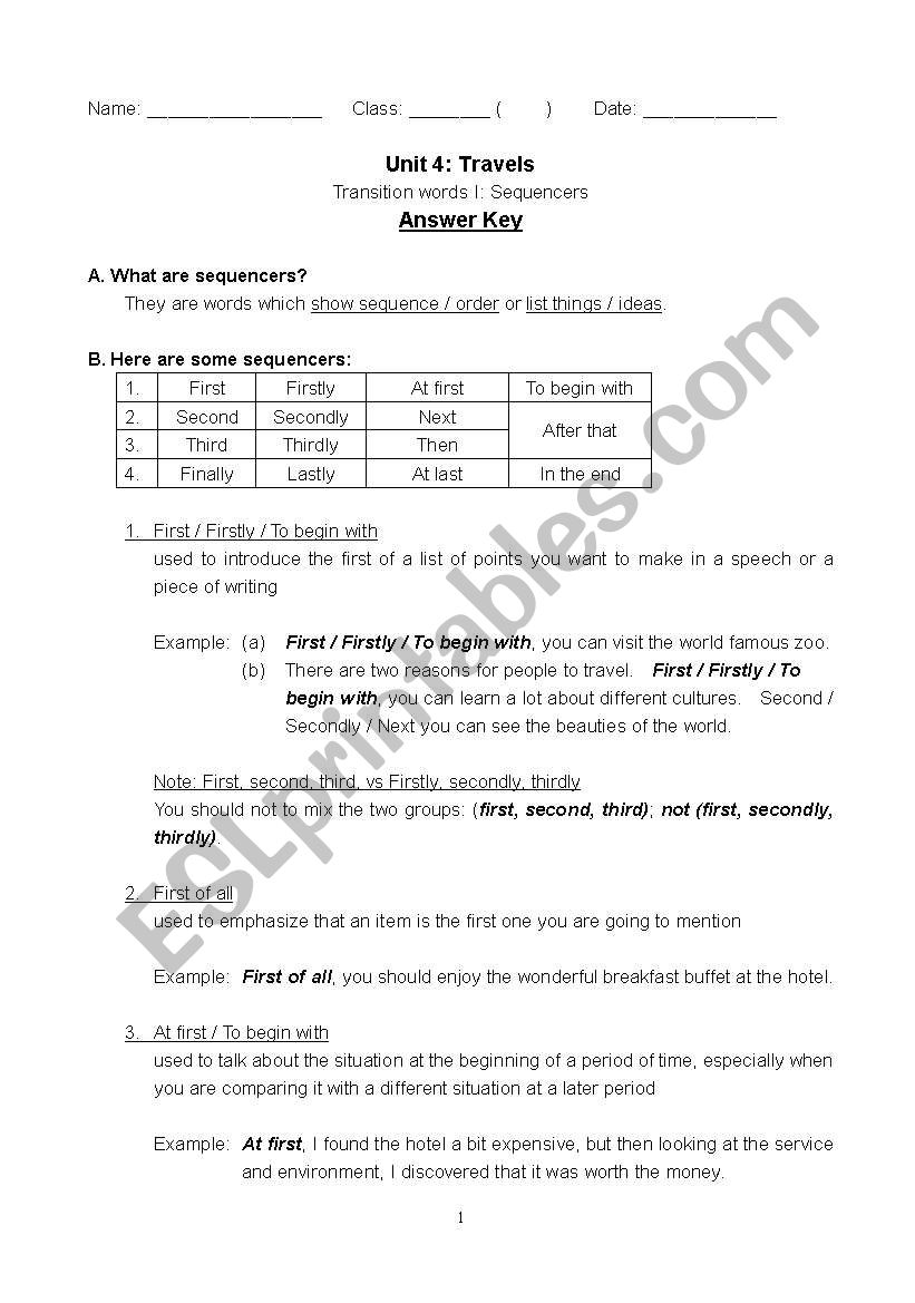 sequencers worksheet