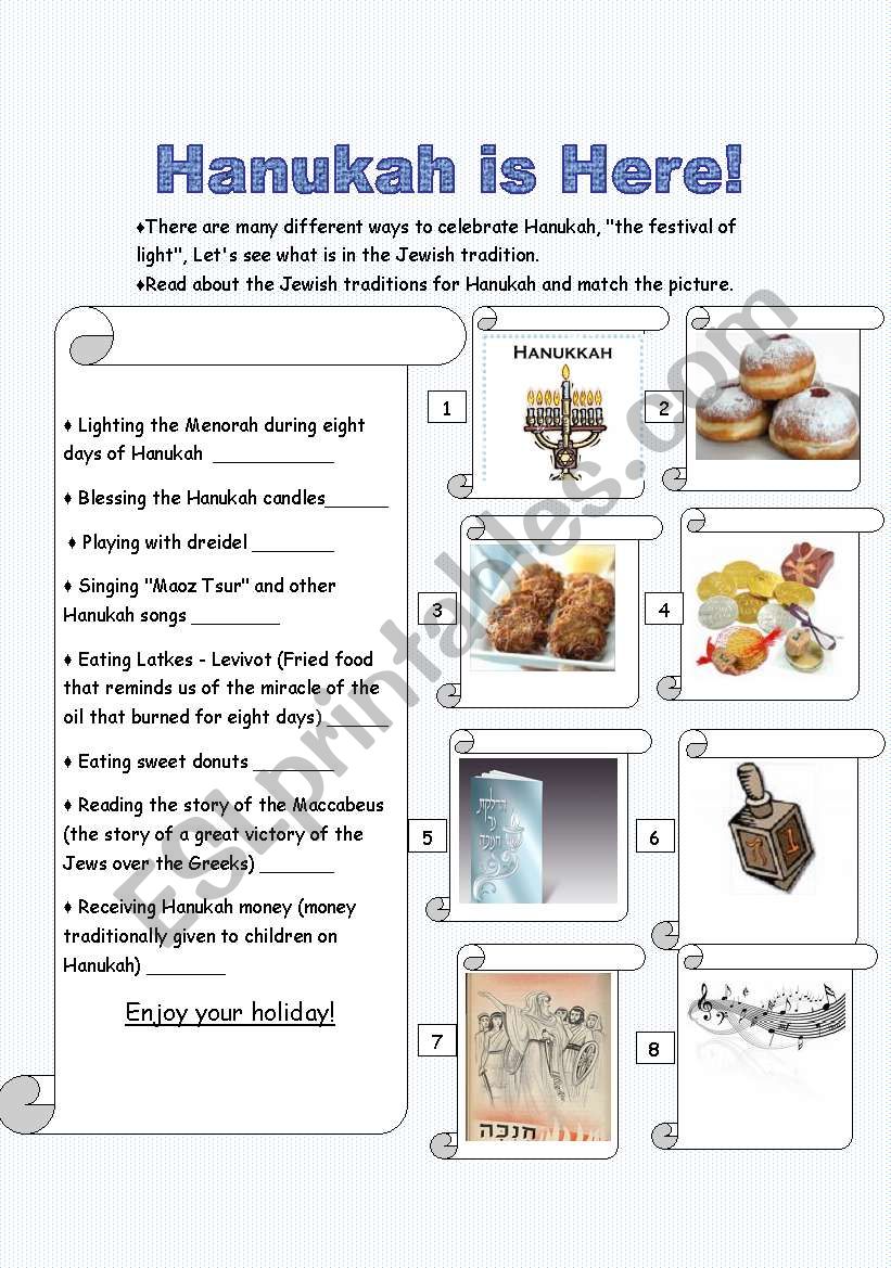 Hanukah is here! worksheet