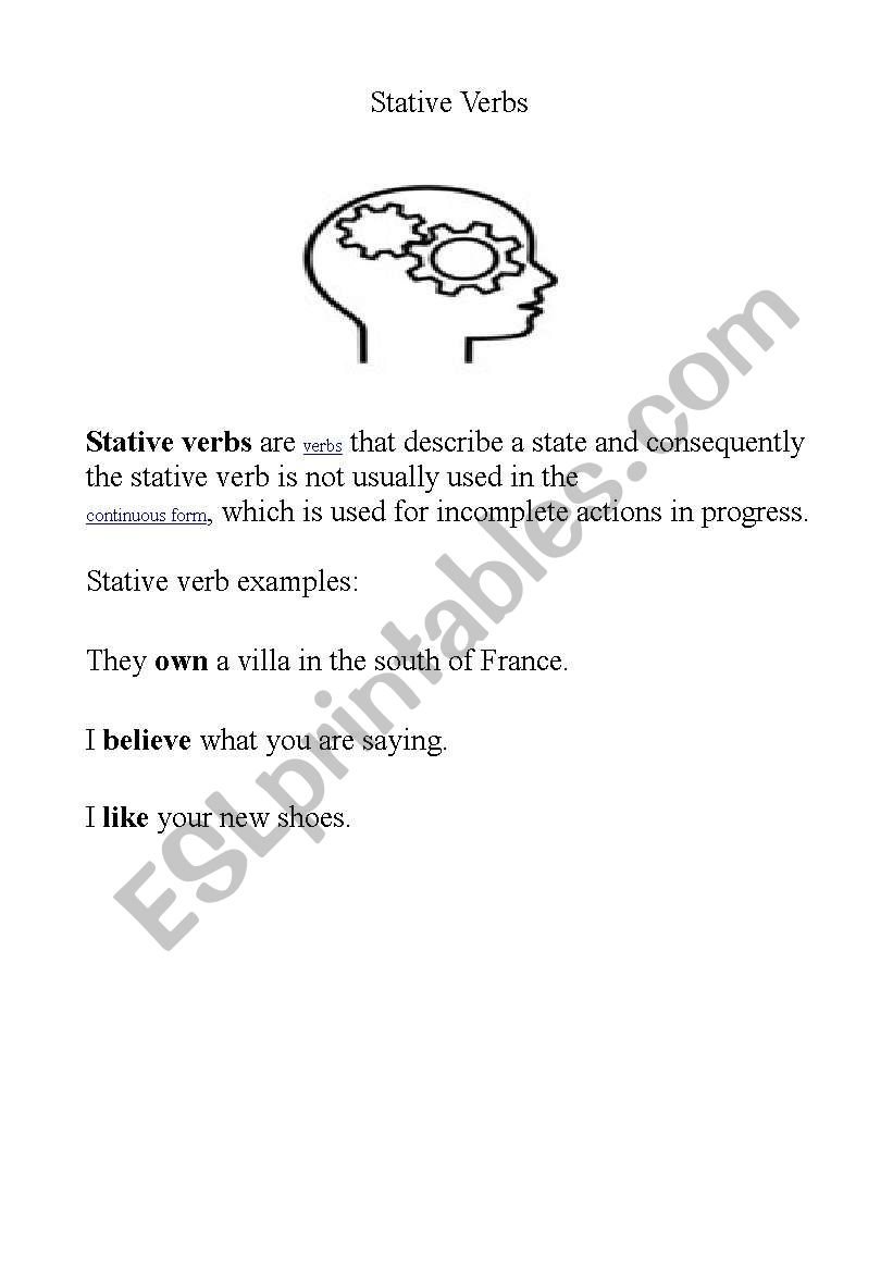 Stative Verbs worksheet