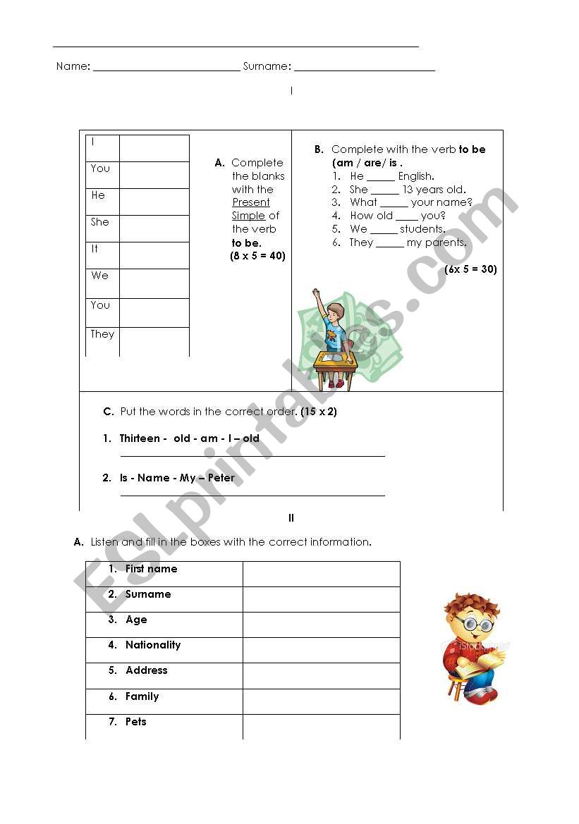 to be - simple present worksheet