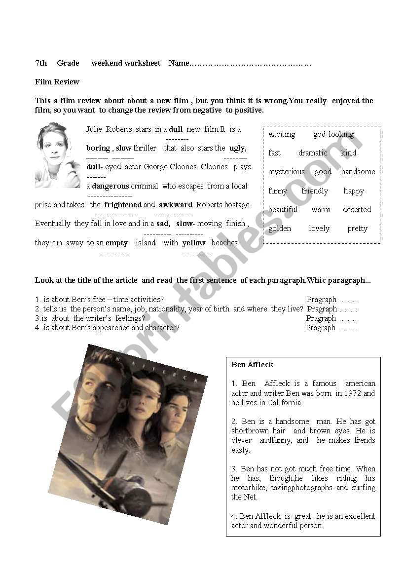 Describing people worksheet