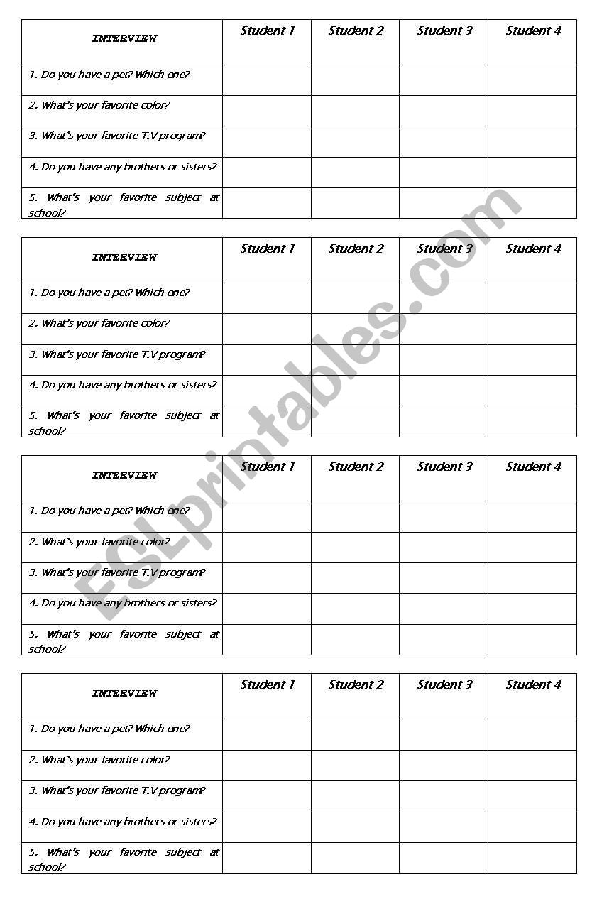 Interview worksheet