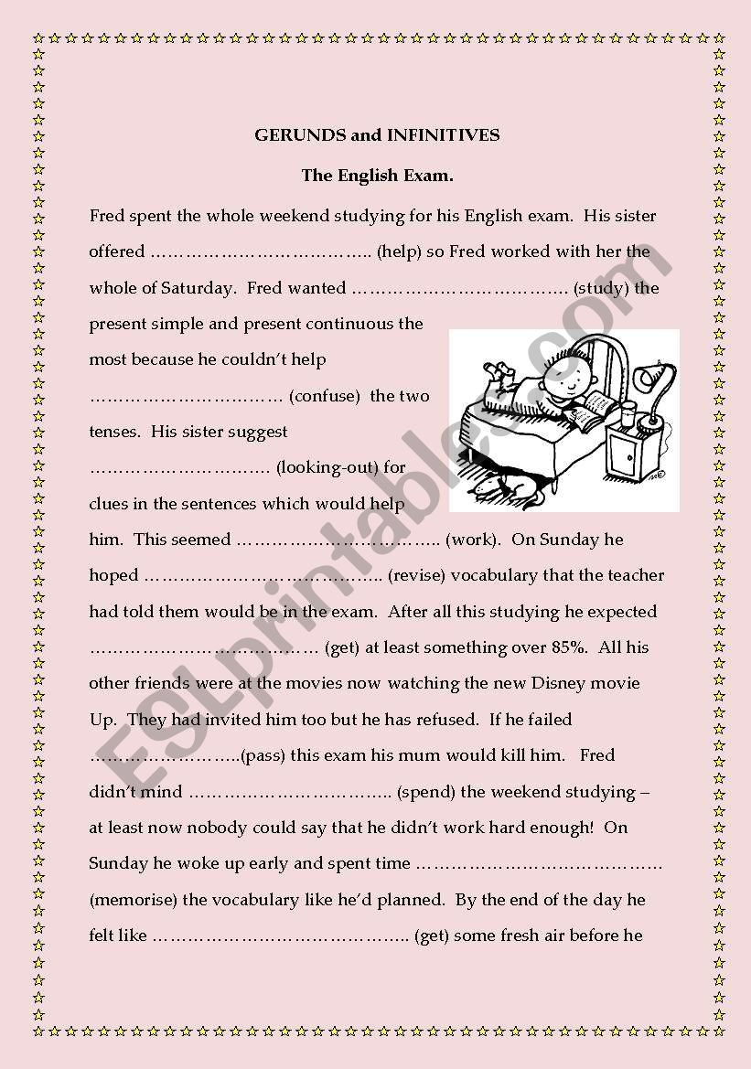 Gerunds and Infinitives - FredÂ´s exam stress.