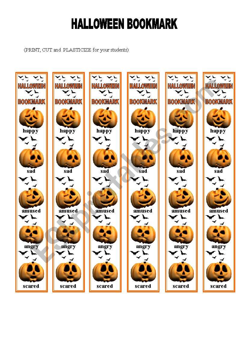 halloween bookmark worksheet